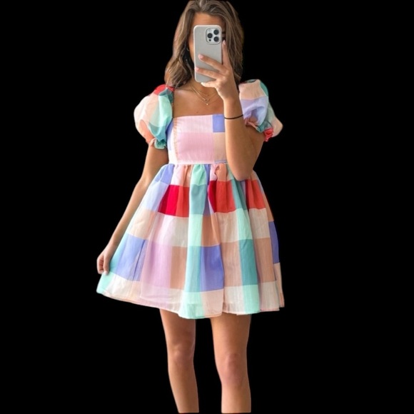 Color Block Patterned Tea Party Dress - Picture 1 of 2